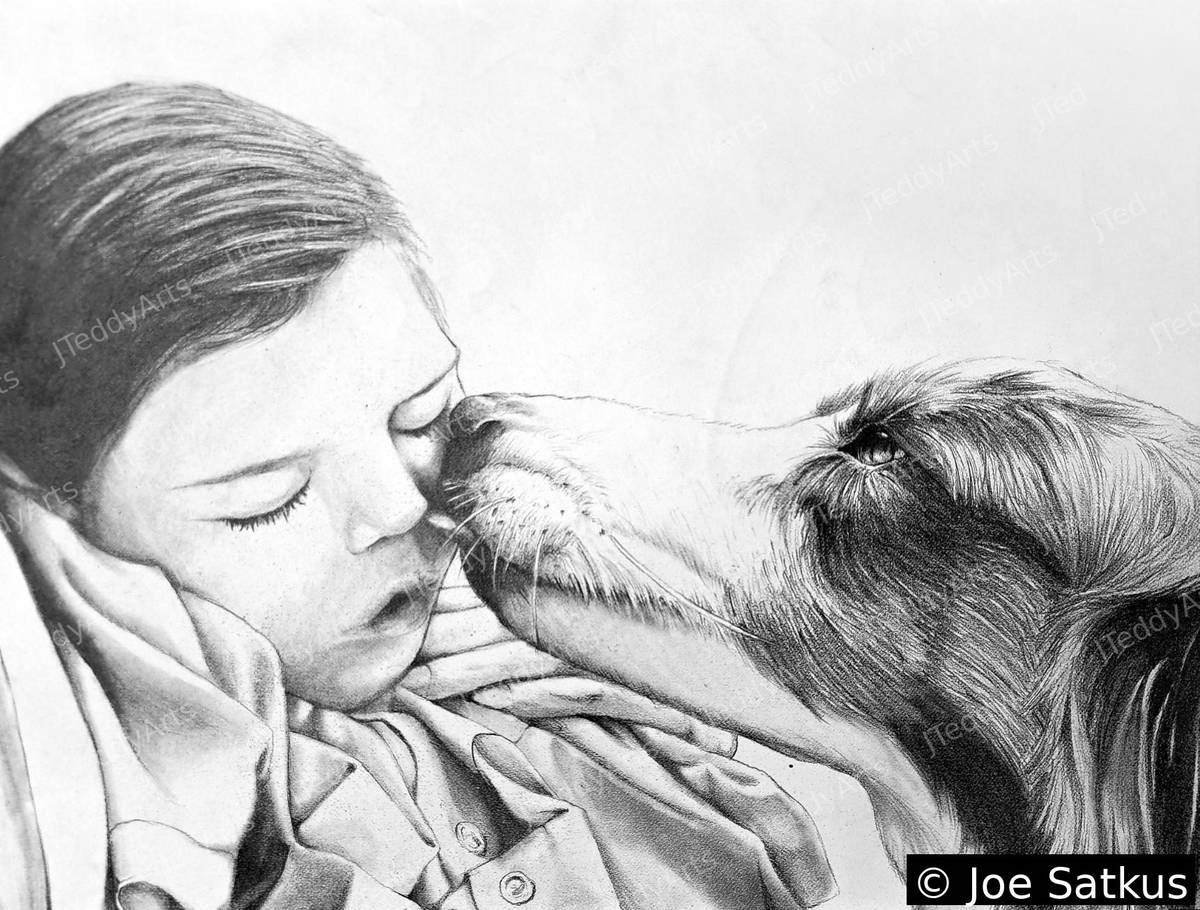Precious print, a child and a dog